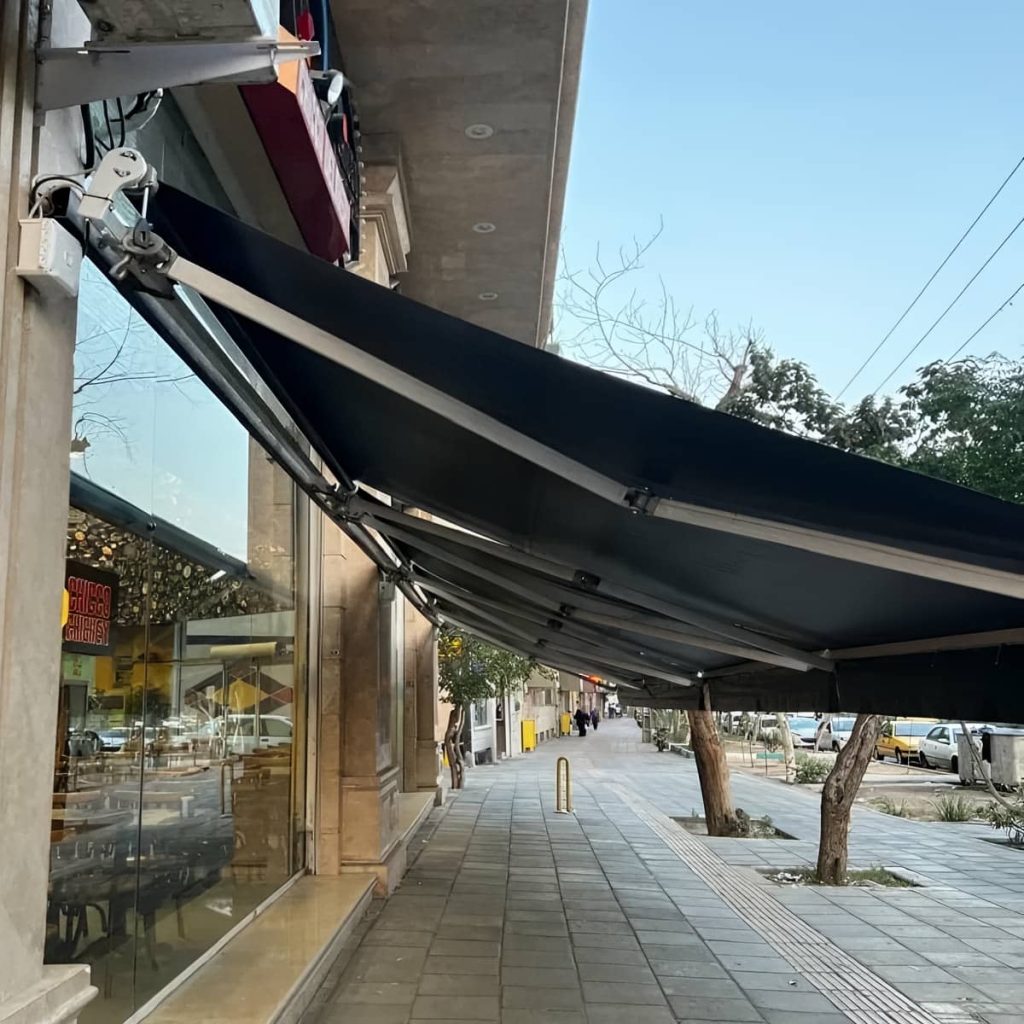 نصب سایبان برقی بازویی اتوماتیک موتور برقی در پردیس