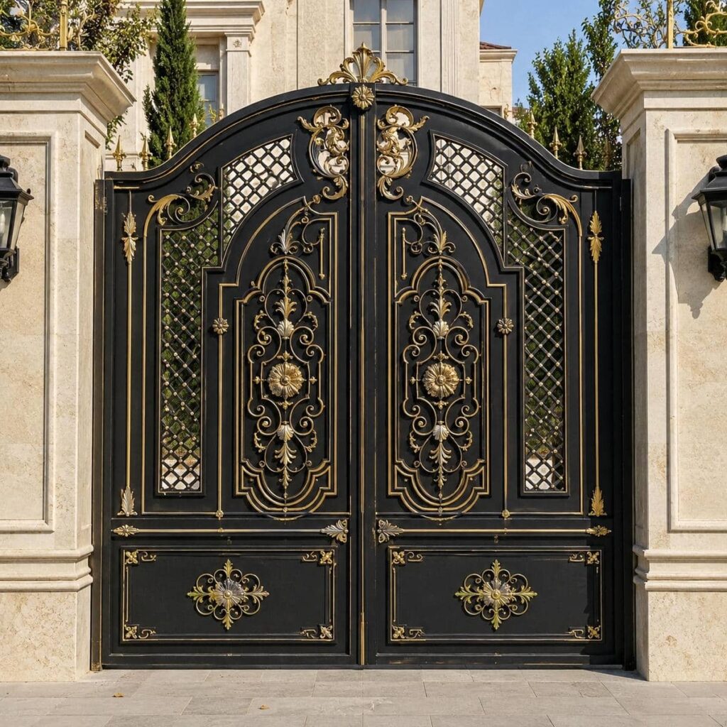 درب پارکینگ مشکی طلایی پروفیلی افقی