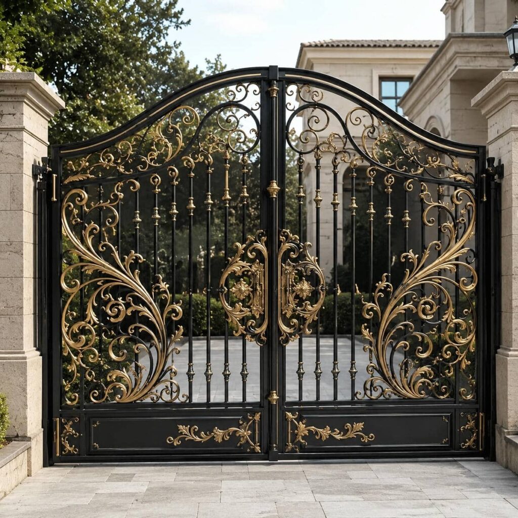 سفارش درب حیاط CNC پنل مشبک با طرح خطی مدرن