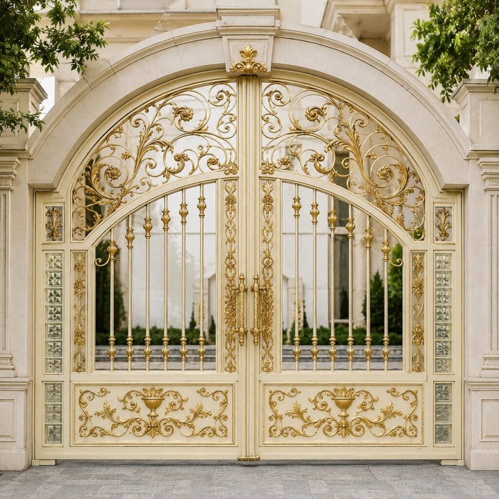 نصب درب پارکینگ برش لیزری طرح هندسی شبکه لوزی