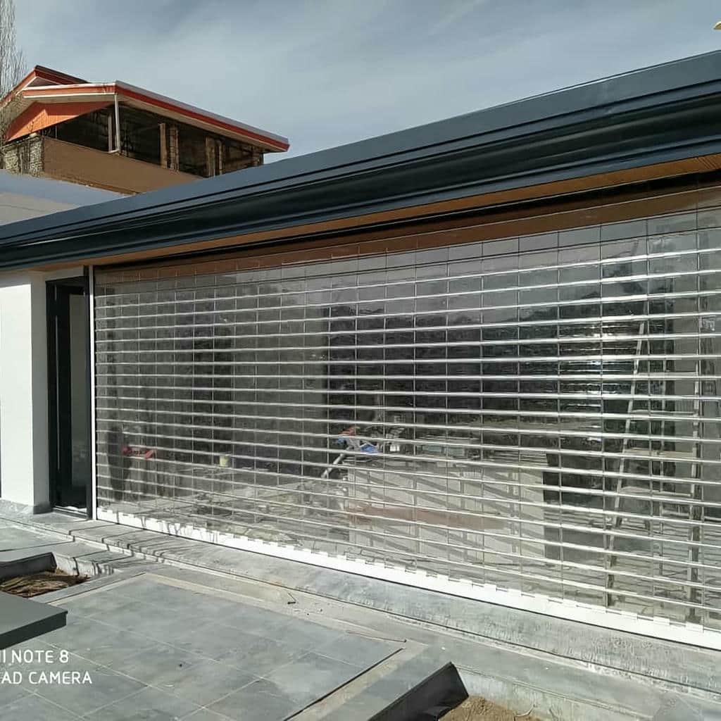 ساخت کرکره برقی مدرن نمای تجاری طرح چوب