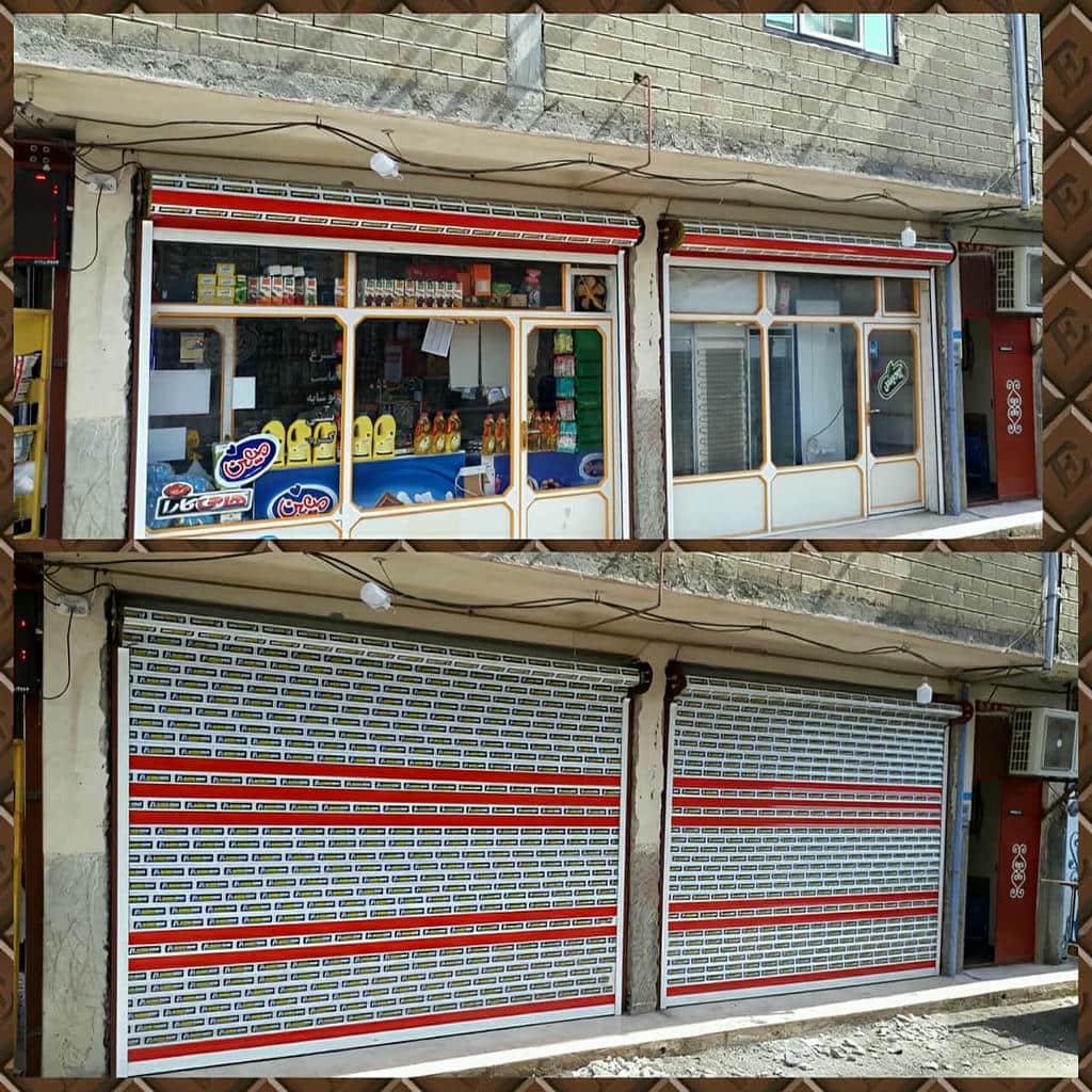 سفارش کرکره برقی مدرن نمای تجاری مینیمال