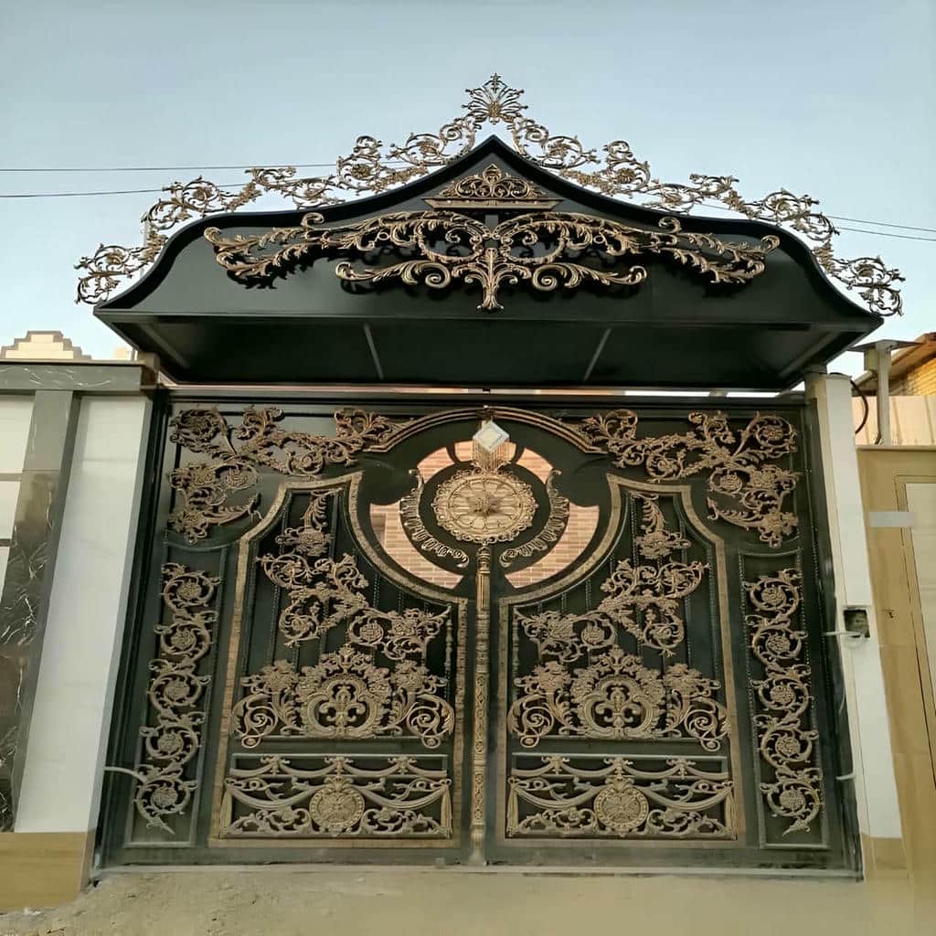 نصب درب ویلایی طرح چوب فلزی دولنگه
