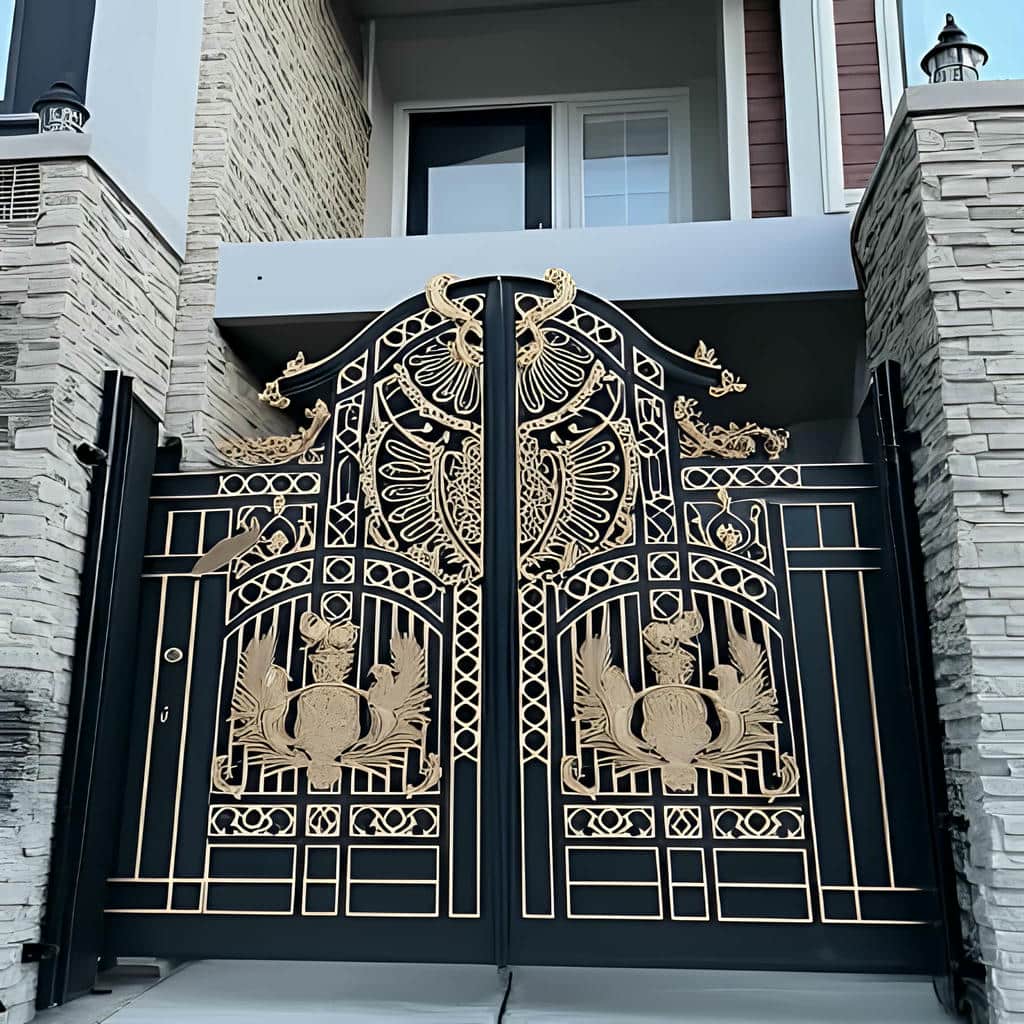درب باغ فلزی لولایی با طرح حصاری