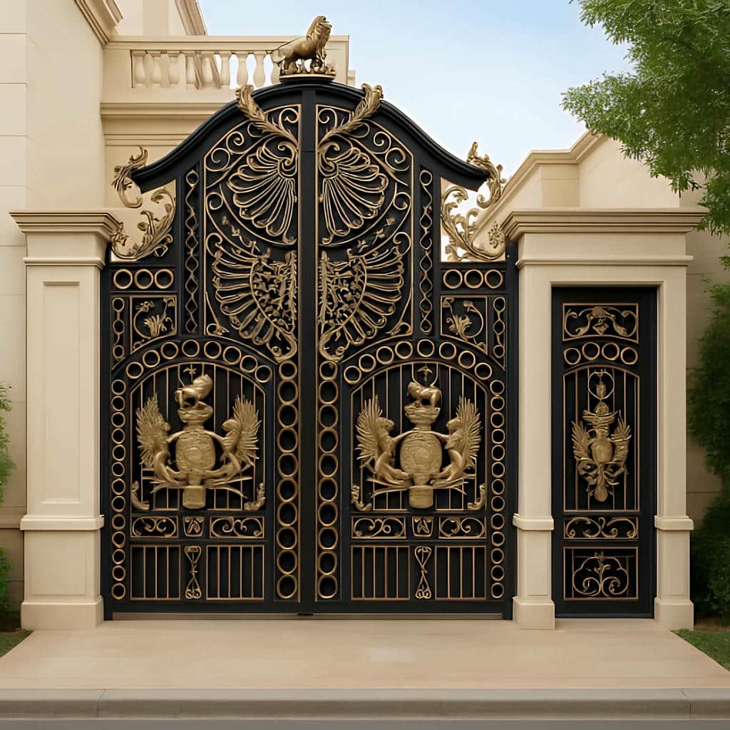 درب ویلایی فرفورژه حریمدار برای ورودی ساختمان درب ویلایی فرفورژه حریمدار برای ورودی ساختمان