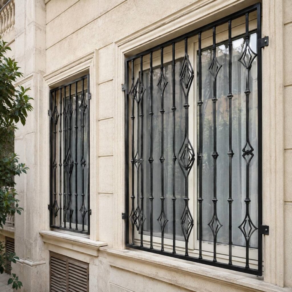 اجرای حفاظ پنجره جای گلدان دار داخل دهانه